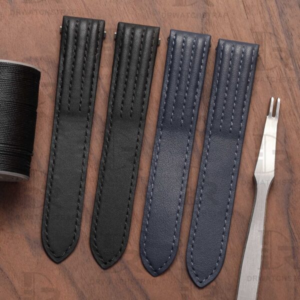 Custom replacement best quality Cartier Roadster 2510 xl black calfskin calf leather strap for Cartier Roadster Chronograph non Chronograph XL 2510 3405 19mm 20mm mens and womens luxury watches (1)