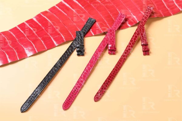 Handmade best quality alligator crocodile black red pink round-scale leather Hermes watch band and watch strap Double tour replacement for sale - double wrap watch bands online for Hermes Heure H Cape COD Arceau luxury watches 38mm 44mm