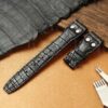 Custom OEM best quality American Alligator black Belly-scale leather replacement IWC Big Pilot watch strap and watch band online - Shop the high-end straps and watchbands at a low price 22mm with rivets