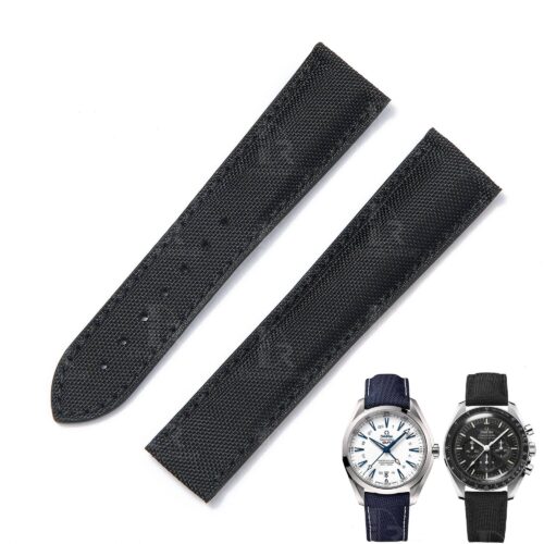 Omega-Seamaster-Speedmaster-Nylon-watch-bands-leather-strap-20mm-black (6) Custom nylon best Omega Speedmaster aftermarket straps 18mm 20mm handmade black canvas - Omega Seamaster watch band replacement online at a discount price aftermarket watch strap