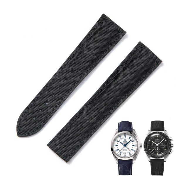 Omega-Seamaster-Speedmaster-Nylon-watch-bands-leather-strap-20mm-black (6) Custom nylon best Omega Speedmaster aftermarket straps 18mm 20mm handmade black canvas - Omega Seamaster watch band replacement online at a discount price aftermarket watch strap