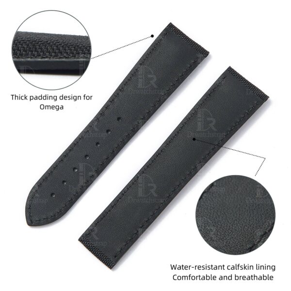 Omega-Seamaster-Speedmaster-Nylon-watch-bands-leather-strap-20mm-black (7) Custom nylon best Omega Speedmaster aftermarket straps 18mm 20mm handmade black canvas - Omega Seamaster watch band replacement online at a discount price aftermarket watch strap