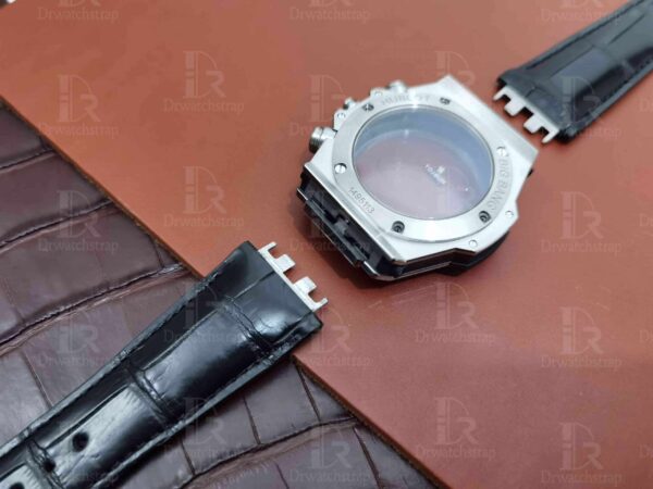 Handmade black leather strap replacement for Hublot big bang meca 10