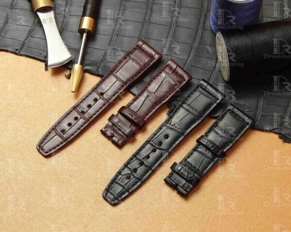 Custom best quality handmade black brown alligator crocodile 20mm 21mm leather IWC watch straps and watch bands replacement for IWC Pilot's watch Mark XVIII Chronograph - shop the grade A crocodile leather watchbands online