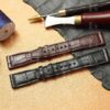 Custom best quality handmade black brown alligator crocodile 20mm 21mm leather IWC watch straps and watch bands replacement for IWC Pilot's watch Mark XVIII Chronograph - shop the grade A crocodile leather watchbands online