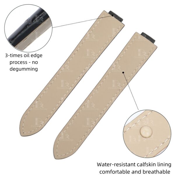 replacement Cartier Ballon Bleu de watch band black alligator leather strap