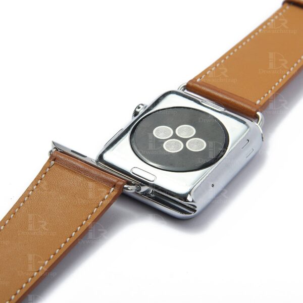 double loop custom leather watch band brown strap oem apple watch