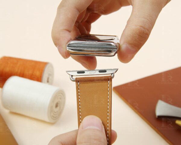 double loop handmade brown leather watch strap oem apple watch