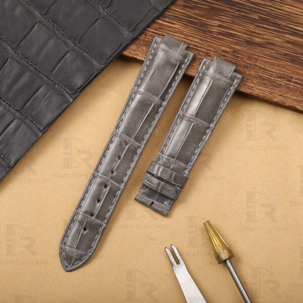 Buy Custom Cartier Ballon Bleu Grey alligator leather strap de pin buckle watchbands (2)