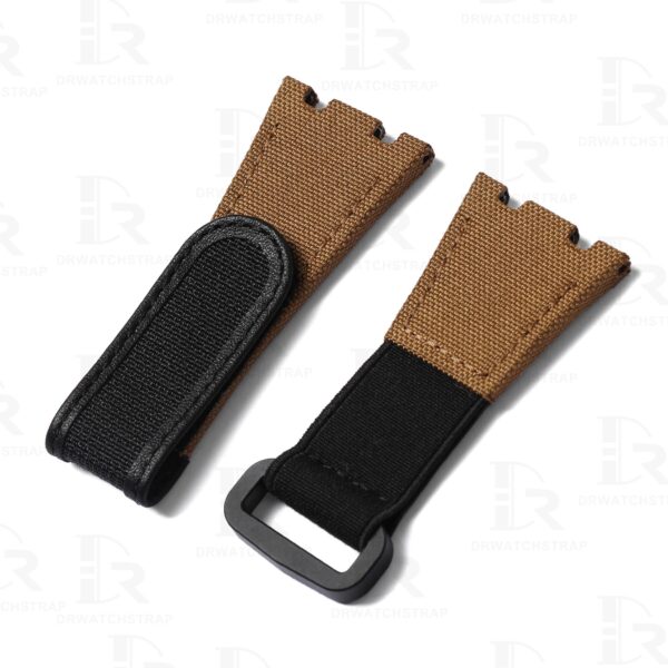 Buy custom Audemars Piguet Royal Oak Offshore Brown Canvas Velcro watch band handmade for sale Buy custom Audemars Piguet Royal Oak Offshore Brown Canvas Velcro watch band handmade for sale