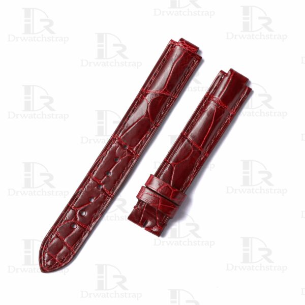 Custom Genuine Alligator red leather strap replacement for Cartier Ballon Bleu de watch leather watch band for pin buckle