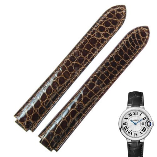 Genuine Grade A round-scale brown alligator crocodile leather strap and watch band replacement for Cartier Ballon Bleu 33mm 36mm 43mm mens and women's luxury watches - 100% handmade aftermarket watch bands and straps online from dr Watchstrap at a low price