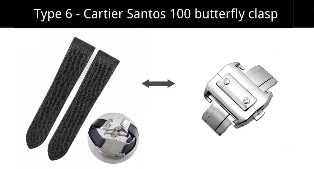 Cartier Santos 100 Butterfly clasp replacement leather strap watchband