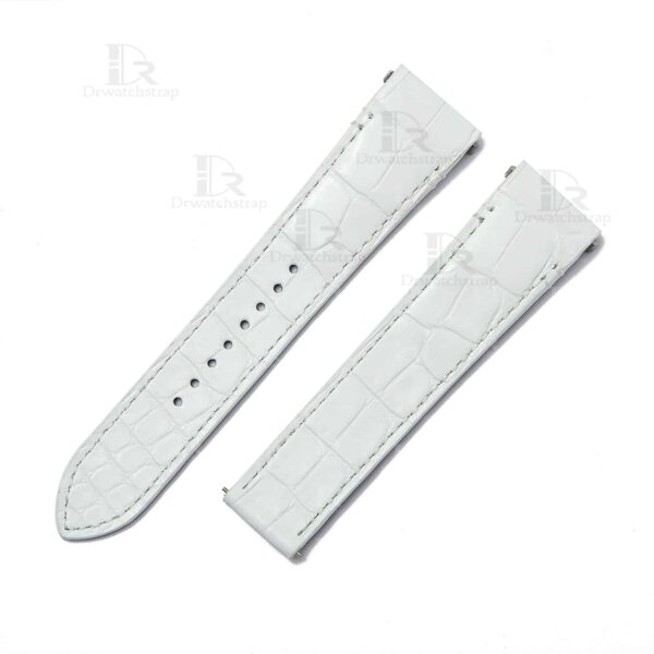 New Cartier de Santos watch Medium Large Quickswitch white alligator Cartier Santos leather watch strap replacement for sale 19mm 21mm crocodile watchband online grade A Cartier Santos strap