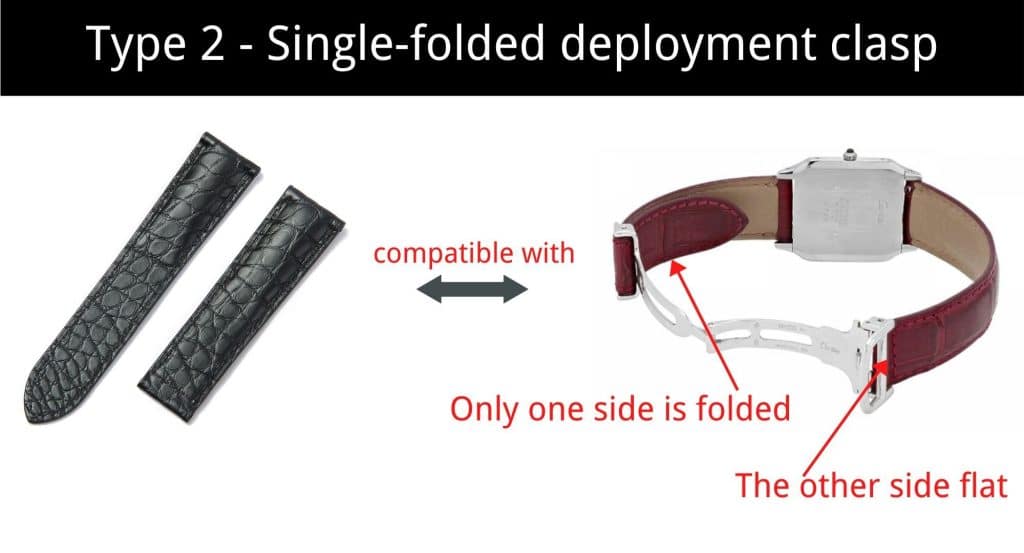 Cartier Single Folded Deployment clasp buckle leather watch band strap