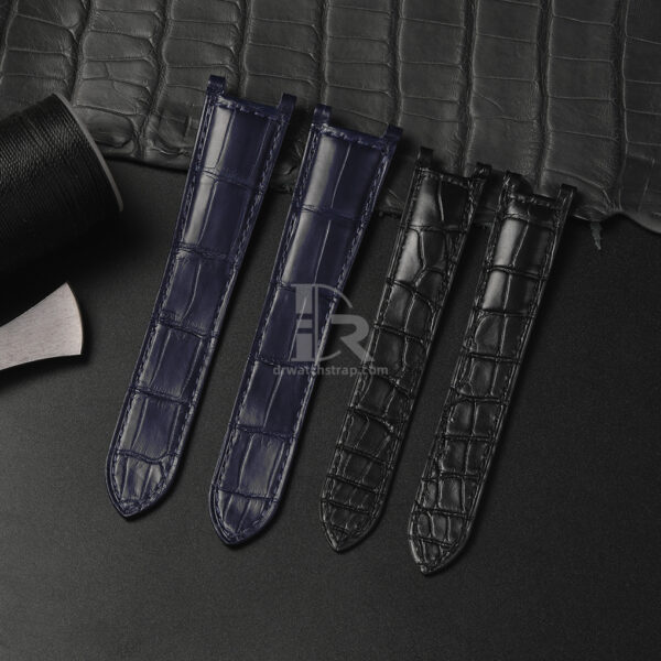 Custom Black Alligator leather watch straps for cartier pasha strap