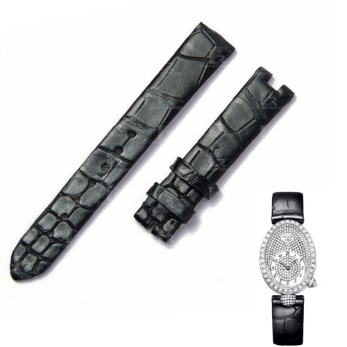 Custom Breguet Queen straps - Reine De Naples leather strap black blue alligator watch band