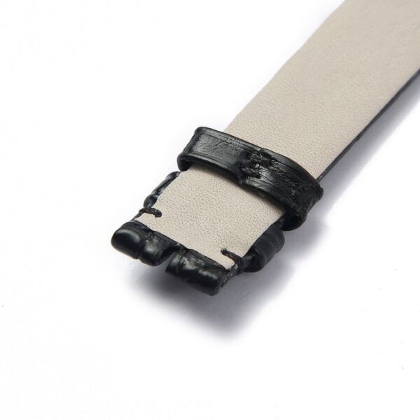 Handmade black alligator leather watch band bottom lining waterproof- custom made
