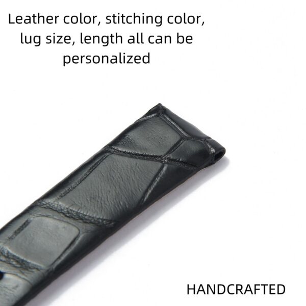 Handmade black alligator leather watch band bottom lining waterproof- custom made