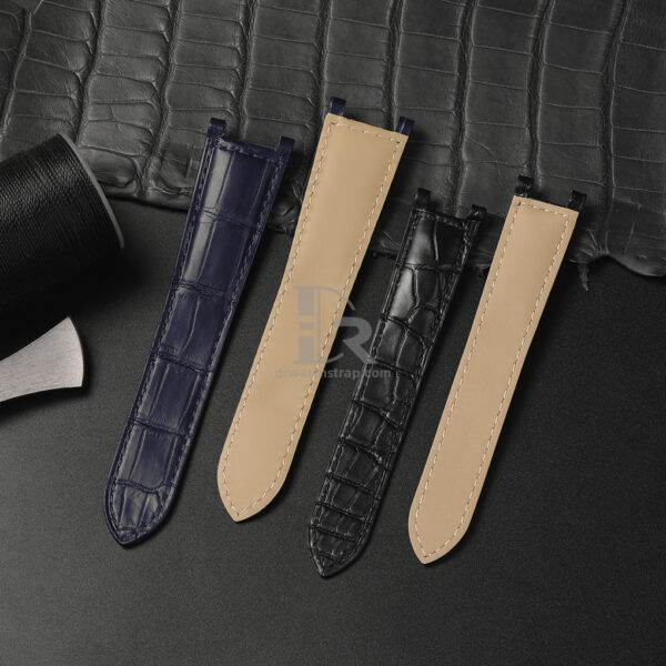 Custom Dark blue Alligator leather watch straps for cartier pasha strap (1)