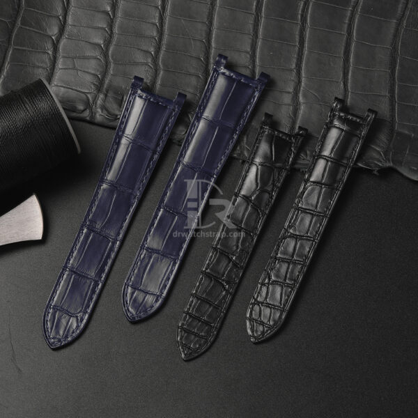 Custom Dark blue Alligator leather watch straps for cartier pasha strap (2)