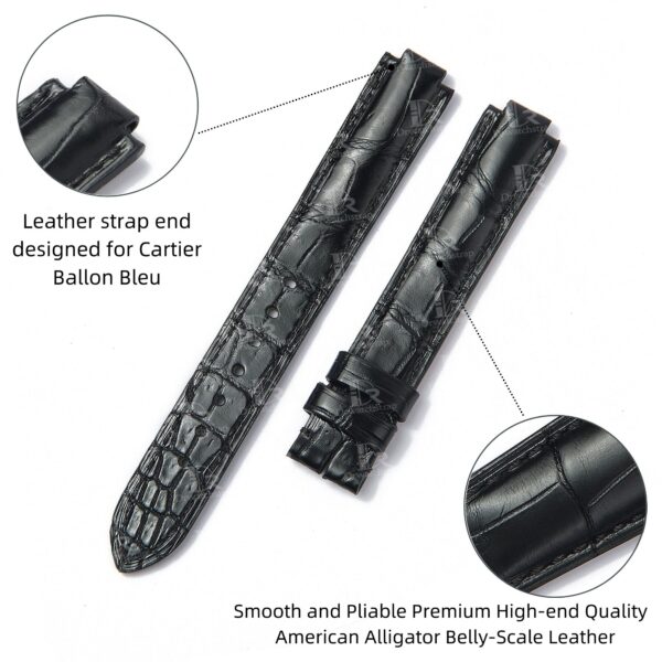 Genuine best quality OEM custom American Alligator black Belly-scale replacement Cartier Ballon Bleu de watch leather strap & watch band from dr watchstrap for Cartier de Ballon Bleu watches online - Shop the high-end watch straps & watchbands at a low price