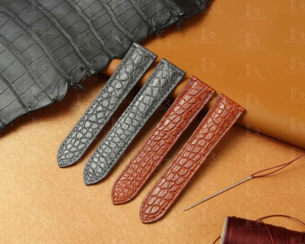 Custom best quality material alligator crocodile Cartier Tank & Ronde solo black brown blue orange green gold watch leather strap and watch band replacement 16mm 18mm 20mm 23mm size compatible with Cartier Tank & Ronde solo small large - Shop the high-end quality straps and watch bands from DR watchstrap