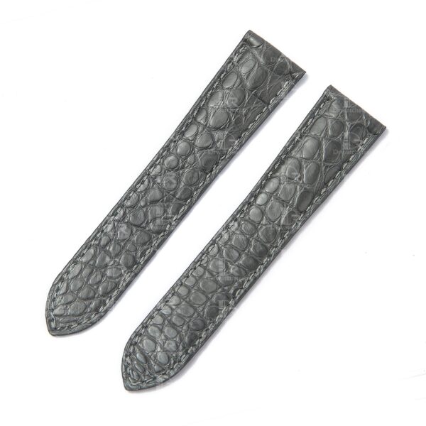 Custom best quality material alligator crocodile Cartier Tank Ronde solo grey gray watch leather strap replacement 16mm 18mm 20mm 23mm size compatible with Cartier Tank Ronde solo small large