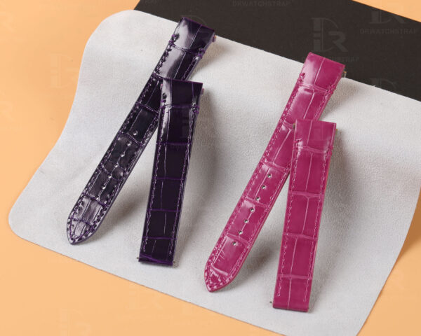 New Cartier de Santos watch Medium Large Quickswitch purple and pink alligator Cartier Santos leather watch strap replacement for sale 19mm 21mm crocodile watchband online grade A Cartier Santos strap