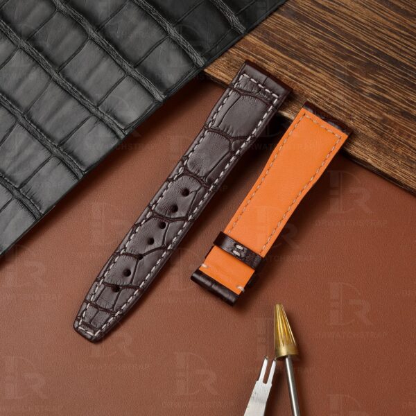 Custom replacement brown leather watch strap for IWC Big Pilot