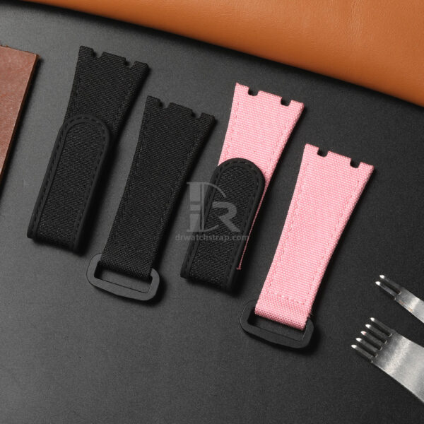 Custom Black Pink velcro strap replacement for Audemars Piguet Royal Oak offshore (2) Custom Black Pink velcro strap replacement for Audemars Piguet Royal Oak offshore (2)