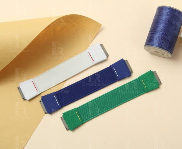 Richard Mille RM elastic nylon watch strap replacement best quality material at a discount price with red white yellow blue orange green pink grey purple and rose gold watch bands available for sale for RM67 035 011 030 055 and more models