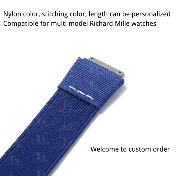 Richard Mille RM elastic nylon watch strap blue replacement best quality material at a discount price for sale for RM67 035 011 030 055 and more models
