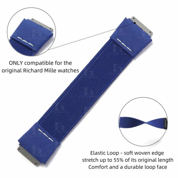 Richard Mille RM elastic nylon watch strap blue replacement best quality material at a discount price for sale for RM67 035 011 030 055 and more models