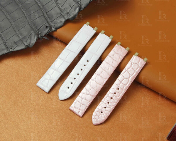 Best Omega Deville srap replacement Alligator leather men ladies watch straps white pink alligator 16mm custom watchband Omega Deville band