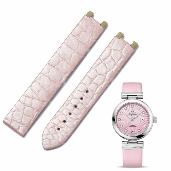 Best Omega Deville srap replacement Alligator leather men ladies watch strap white pink alligator 16mm custom watchband Omega Deville band