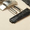 Best high-end quality alligator black Rolex leather watch straps and watch bands replacement for Rolex Submariner & Sky-Dweller luxury watches - Aftermarket watch strap online for sale at a low price 20mm 21mm 22mm lug size