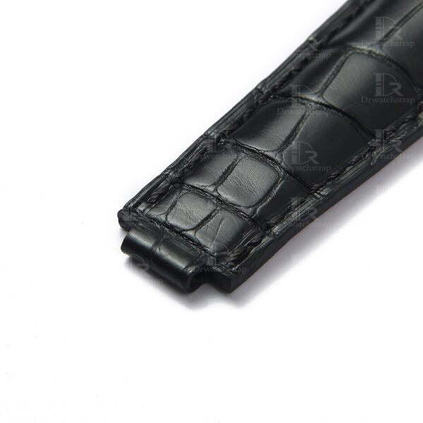 Best high-end quality alligator black Rolex leather watch straps and watch bands replacement for Rolex Submariner & Sky-Dweller luxury watches - Aftermarket watch band online for sale at a low price 20mm 21mm 22mm lug size