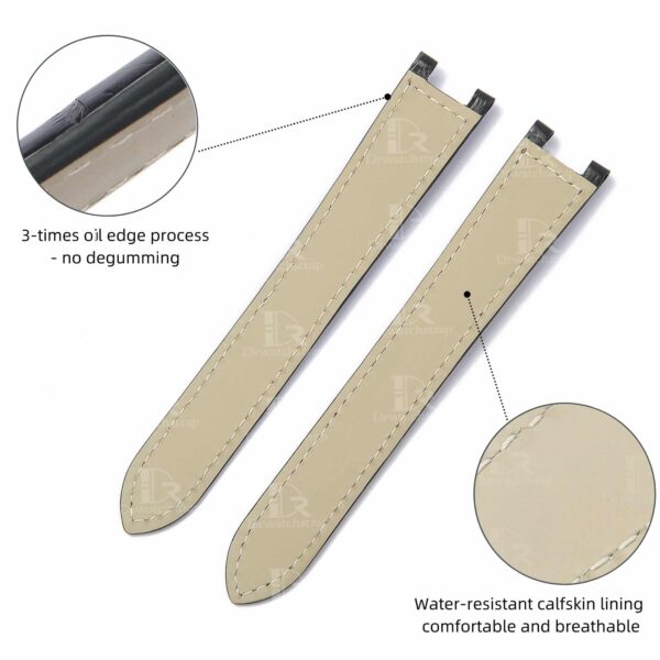 100% handmade black genuine OEM custom double-folded alligator crocodile leather strap and watch band replacement for Cartier Pasha De watches online - Shop the high-end quality Belly-scale bespoke leathr straps and watch bands online from DR Watchstrap onine at a low price