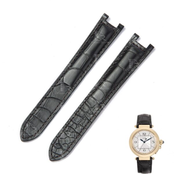 100% handmade black genuine OEM custom double-folded alligator crocodile leather strap and watch band replacement for Cartier Pasha De watches online - Shop the high-end quality Belly-scale bespoke leathr straps and watch bands online from DR Watchstrap onine at a low price