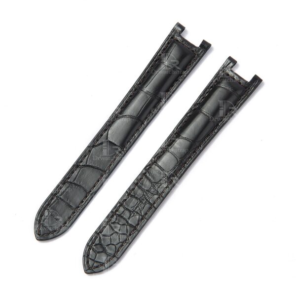 100% handmade black genuine OEM custom double-folded alligator crocodile leather strap and watch band replacement for Cartier Pasha De watches online - Shop the high-end quality Belly-scale bespoke leathr straps and watch bands online from DR Watchstrap onine at a low price