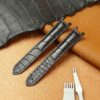 100% handmade black genuine OEM custom double-folded alligator crocodile leather strap and watch band replacement for Cartier Pasha De watches online - Shop the high-end quality Belly-scale bespoke leathr straps and watchbands online from DR Watchstrap onine at a low price