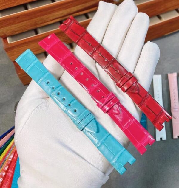 Custom Breguet Queen straps - Reine De Naples leather strap black red blue alligator watch band