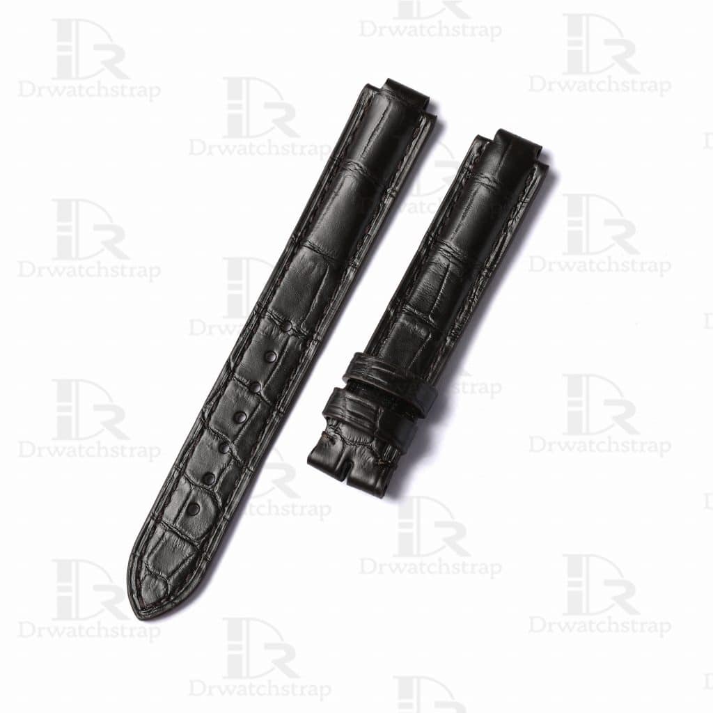 Custom Genuine Alligator black leather strap replacement for Cartier Ballon Bleu de watch leather watch band for pin buckle