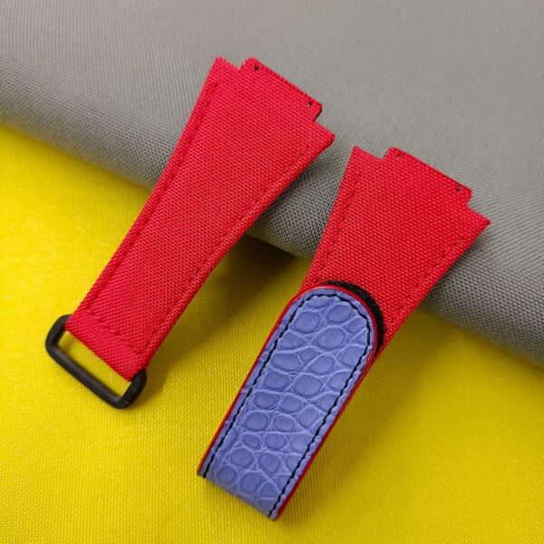 custom velcro watch band for Hublot Big Bang 601 red canvas nylon replacement strap