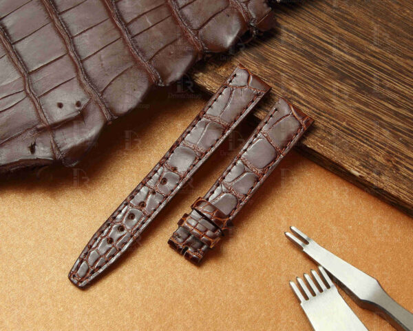 custom lady IWC Santoni Brown Alligator leather watch band