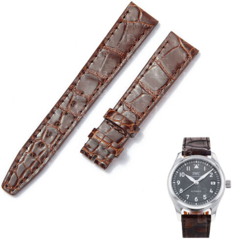 custom lady IWC Santoni Brown Alligator leather watch band