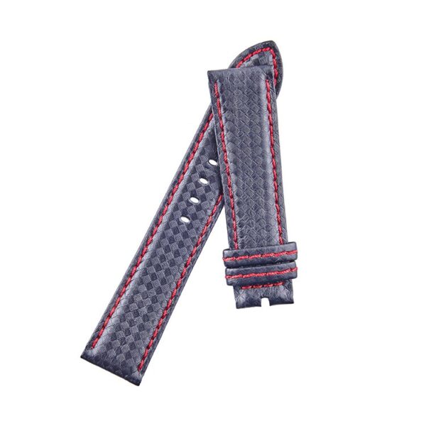 Handmade carbon fiber watch strap red stitching