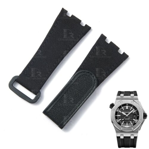 watch band For Audemars Piguet Royal Oak 15710 watch black Velcro Nylon Canvas strap (1)