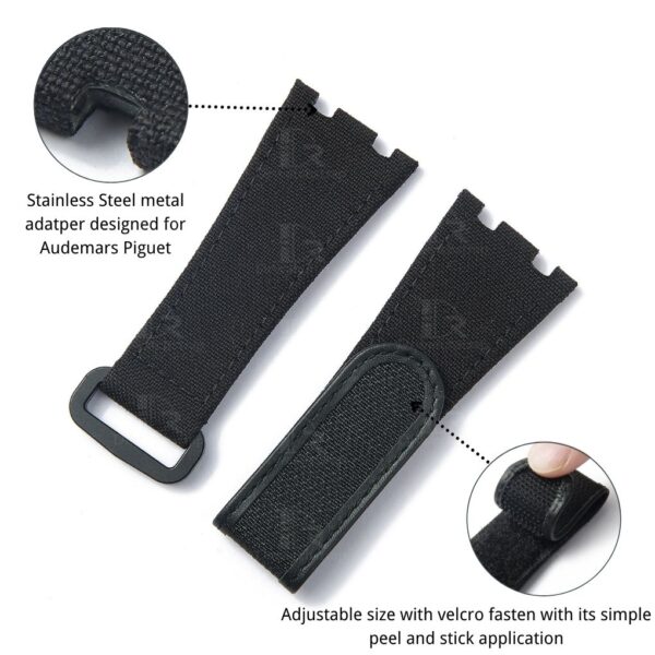 watch band For Audemars Piguet Royal Oak 15710 watch black Velcro Nylon Canvas strap (2) watch band For Audemars Piguet Royal Oak 15710 watch black Velcro Nylon Canvas strap (2)